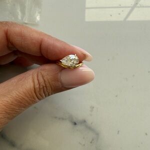 Gold Teardrop Diamond lab Ring - Elegant Women’s Fine 10k Ring pear Diamond -3
